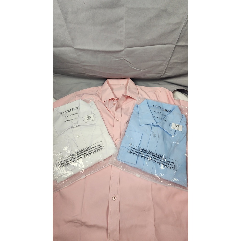 Luxury Collection 3 Pack Professional Button Down Shirts Pink Blue White Large